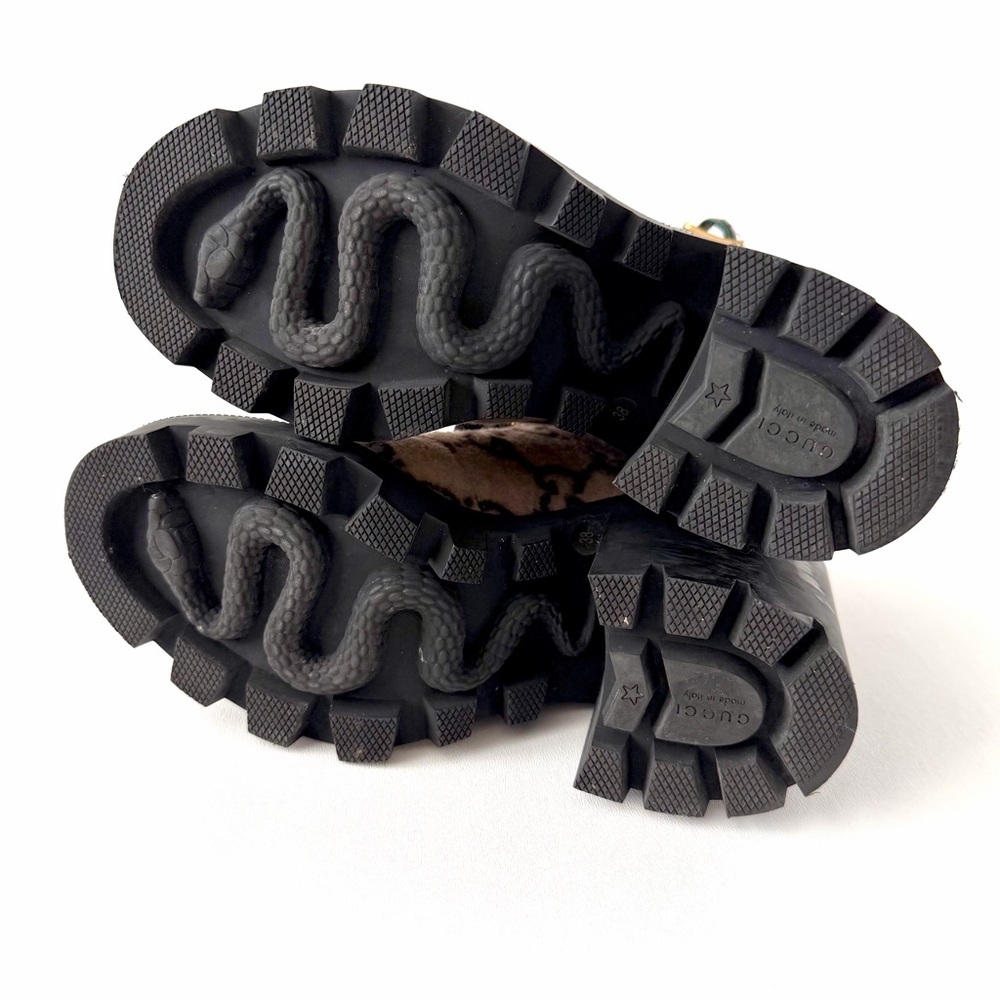 GUCCI | GG Wool Lug Sole Combat Boots Web Strap Ankle EU 38 - Picture 14 of 15